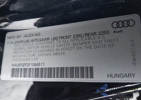 2015 Audi A3 2.0T Premium from USA, damaged, VIN WAUEFGFF2F1084511